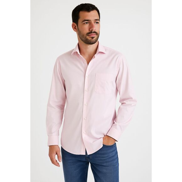 Tommy Hilfiger Men’s Long Sleeve Button-Up Shirt  Light Pink – Size 16 34-35 - Picture 1 of 5
